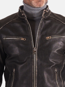 Adjustable Lambskin Leather Biker Jacket - Image 2