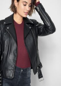 Stylish Women Black Biker Jacket - Image 3