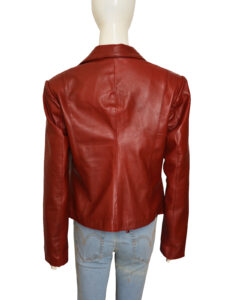 Stylish Maroon Leather Blazer - Image 2