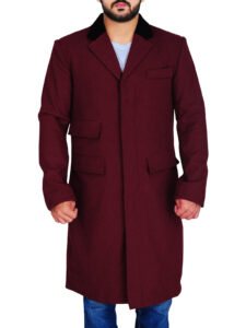 Maroon Wool Coat For Men - Mauve Tree - Image 4