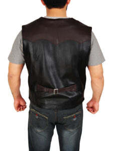 Men Cowboy Leather Vest - Image 2