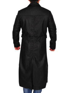 Men Faux Leather Trench Coat - Image 2