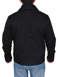 Black Casual Cotton Jacket Mens - Image 2