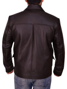 Mens Classic Brown Leather Jacket - Image 2