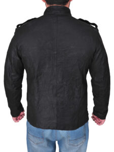 Men's Basic Button Leather Jacket - Image 2