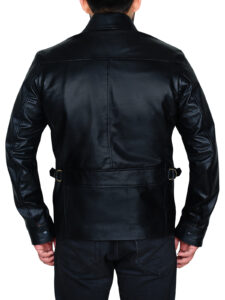 Shirt Collar Black Leather Jacket - Mauve Tree - Image 2