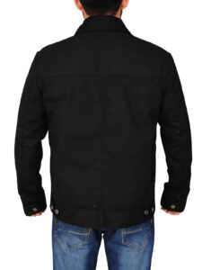 Mens Black Cotton Jacket - Image 2