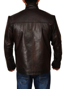 Mens Dark Brown Leather Jacket - Image 2