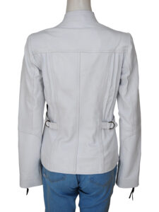 Soft White Women Leather Jacket - Image 2