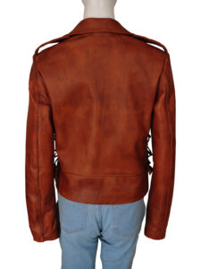 Women Brown Motorcycle Leather Jacket - Image 2