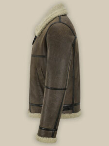 Men B3 Brown Air Force Shearling Jacket - Image 4