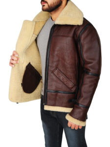Men Shearling B3 Bomber Jacket - Mauve Tree - Image 5