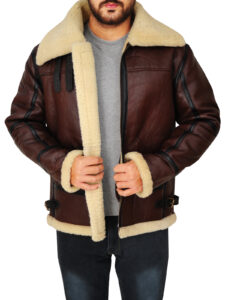 Men Shearling B3 Bomber Jacket - Mauve Tree - Image 2
