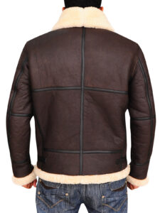 B3 Bomber Aviator Shearling Leather Jacket - Mauve Tree - Image 3