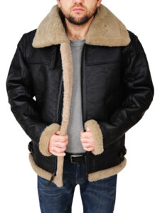 Men's Black B3 Bomber Sheepskin Jacket - Mauve Tree - Image 2