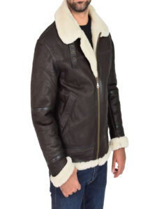 Men Jet Black B3 Bomber Leather Jacket - Image 4