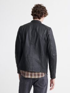 Men Dull Black Leather Jacket - Image 2