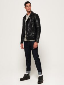 Men Wrinkled Leather Jacket - Image 3