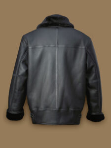 Men Black Aircraft Shearling Jacket - Image 2