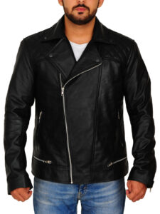 Men's Black Brando Leather Jacket - Image 5