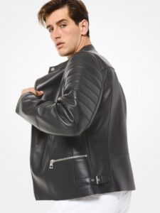 Men Motorcycle Leather Jacket - Image 2