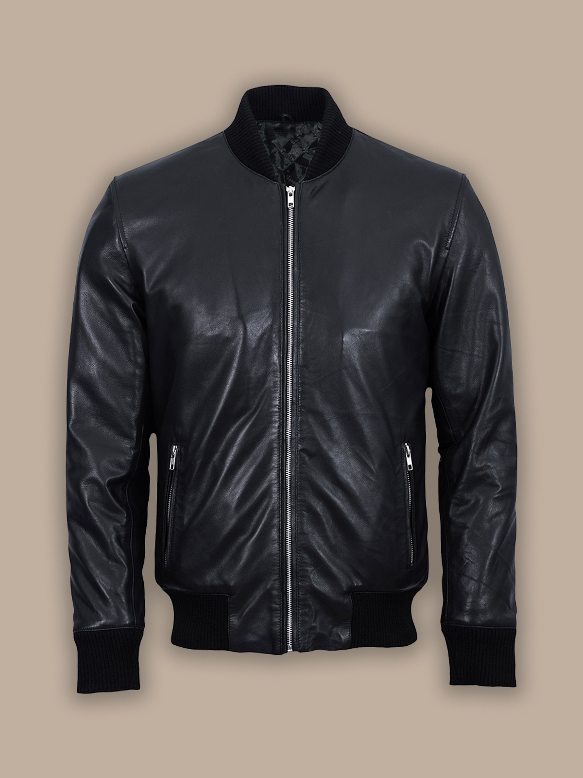 men-black-bomber-jacket-1-1.jpg Men Biker Bomber Jacket - Image 1