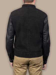 Men Jet Black Bomber Jacket - Image 2