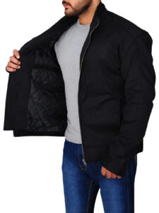 Men's Simple Black Cotton Jacket - Image 4