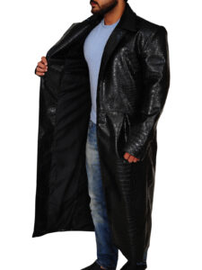 Men's Croc Pattern Leather Coat - Mauve Tree - Image 4