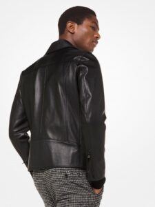 Men Grained Leather Jacket - Image 2