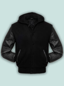 Black Hoodie Varsity Jacket - Image 3