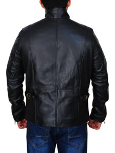 Men's Black Leather Jacket - Image 2