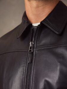 Men Vintage Black Leather Jacket - Mauve Tree - Image 5