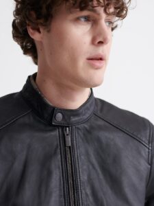Men Dull Black Leather Jacket - Image 5
