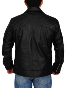 Men's Black Brando Leather Jacket - Image 2