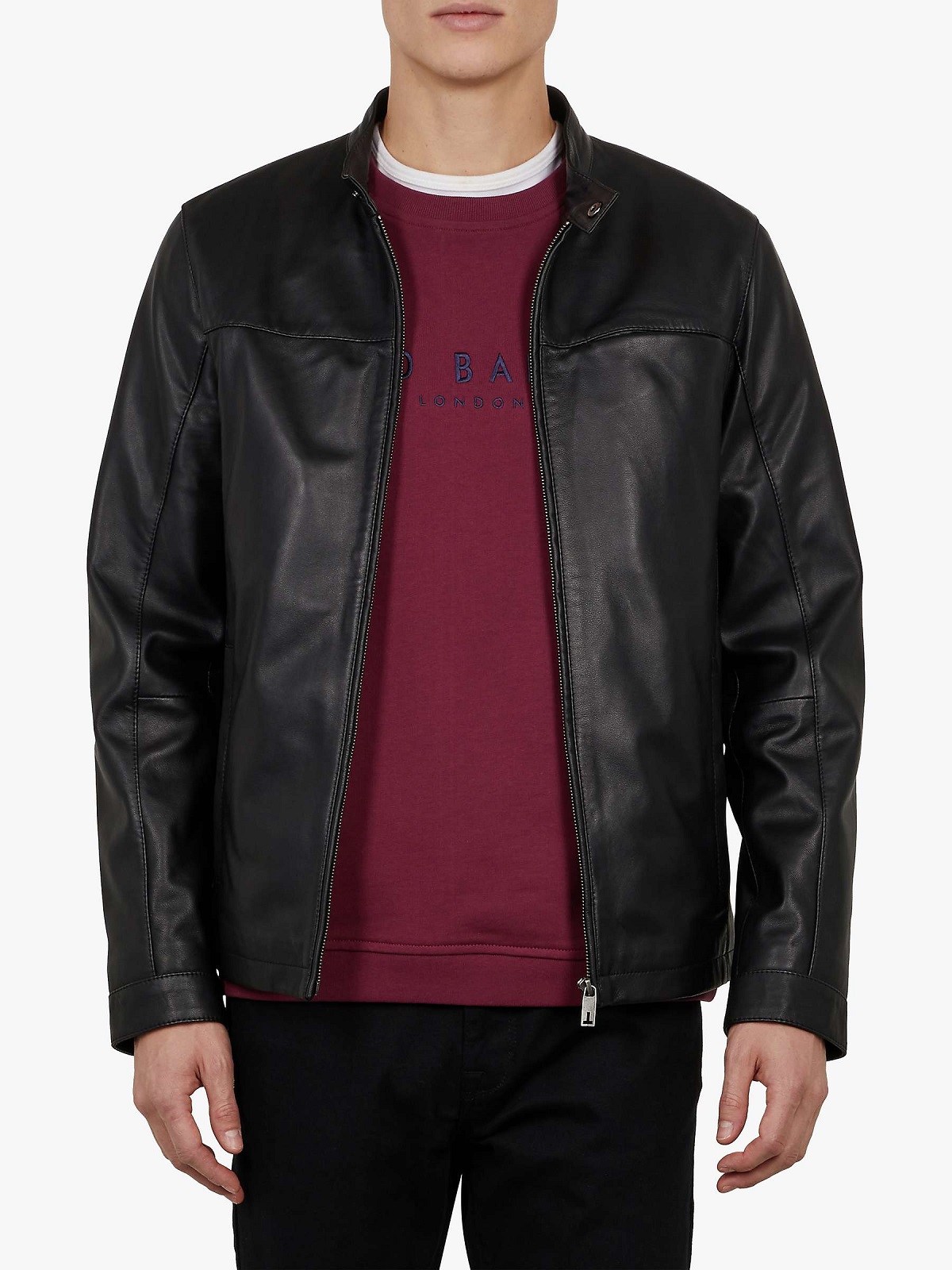 men-black-leather-jacket-8.jpg Men Modish Leather Jacket - Image 1