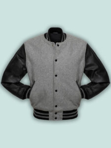 Grey Black Varsity Jacket - Mauve Tree - Image 3