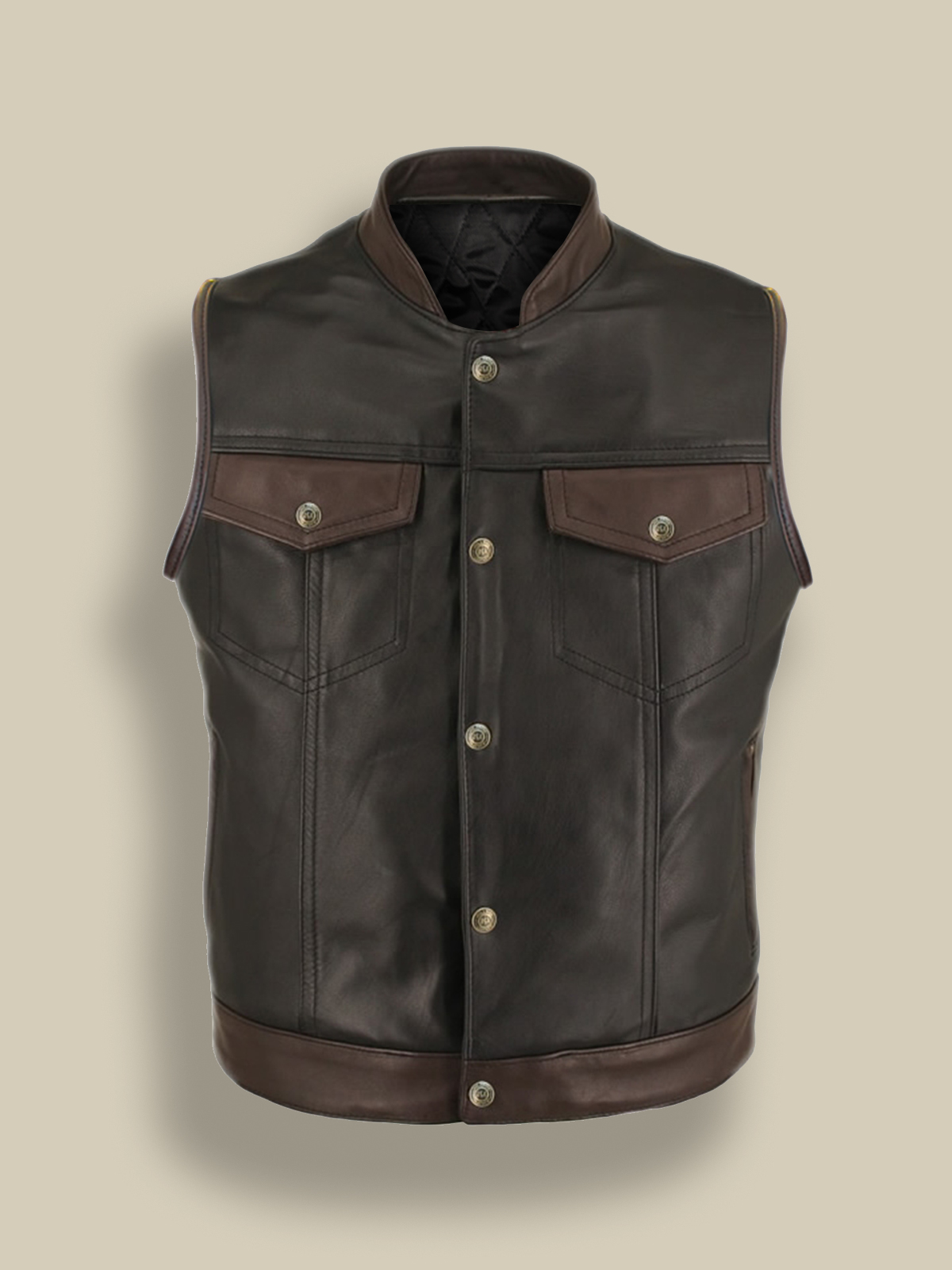 men-black-leather-vest-3.jpg Men Two Tone Leather Vest - Image 1