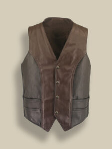 Men Vintage Leather Vest - Mauve Tree