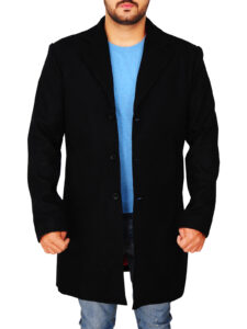 Men Black Style Wool Coat - Image 5