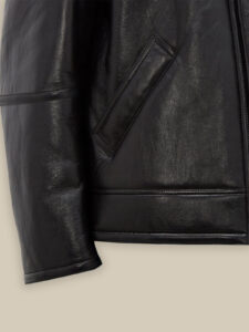 Black B3 Shearling Jacket For Men - Image 4