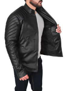 Dapper Black Skull Leather Jacket - Image 3