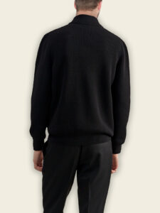 Men Pitch Black Suede Bomber Jacket - Image 2