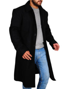 Black Wool Trench Coat - Image 3