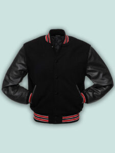 Black Wool Varsity Jacket - Image 3