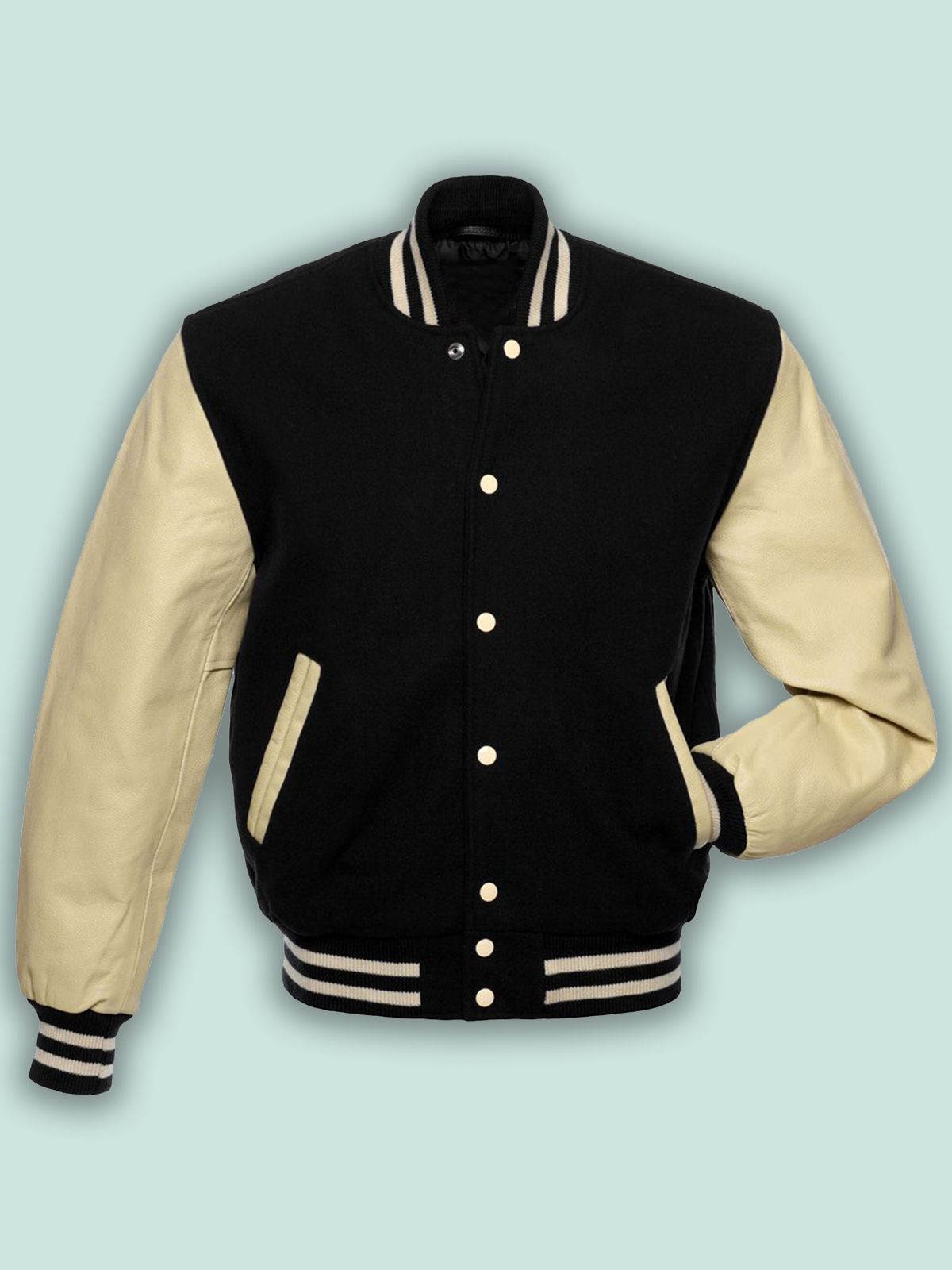 men-black-varsity-jacket-3.jpg Wool College Varsity Jacket - Image 1