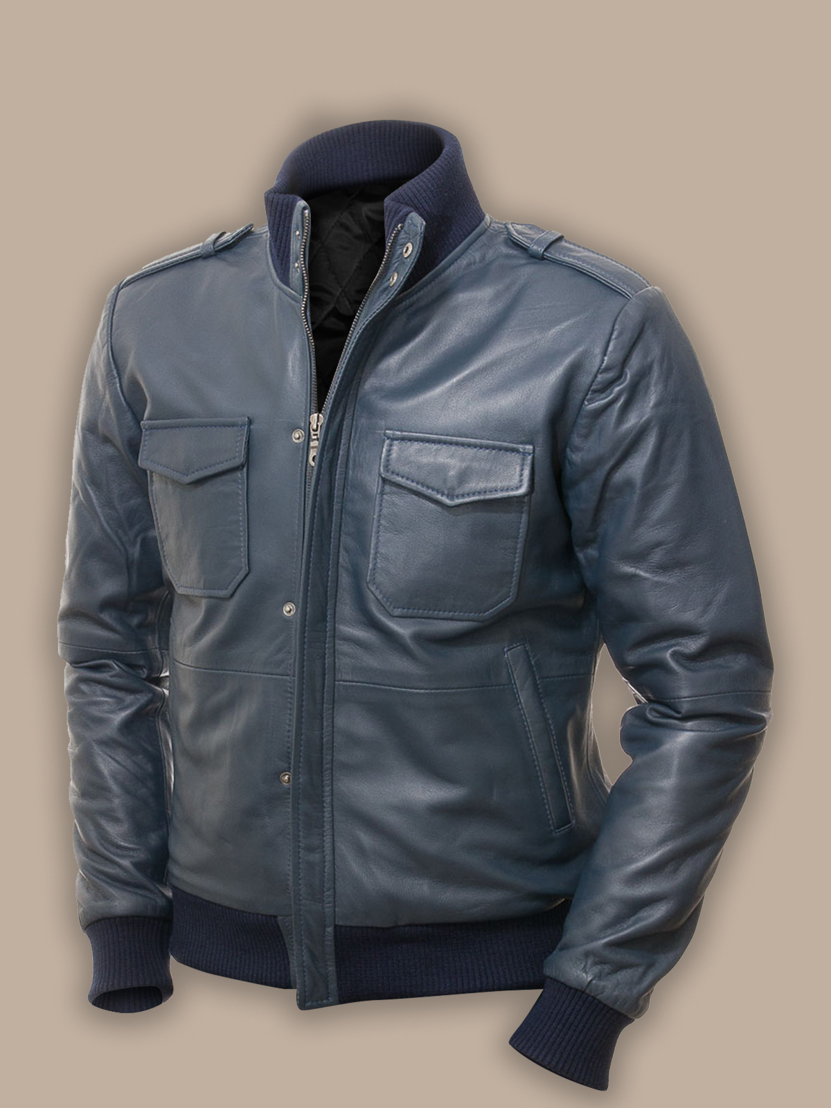 men-blue-bomber-leather-jacket-1.jpg Men Blue Bomber Leather Jacket - Image 1