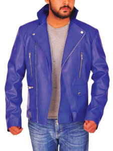 Men Blue Brando Jacket - Image 5