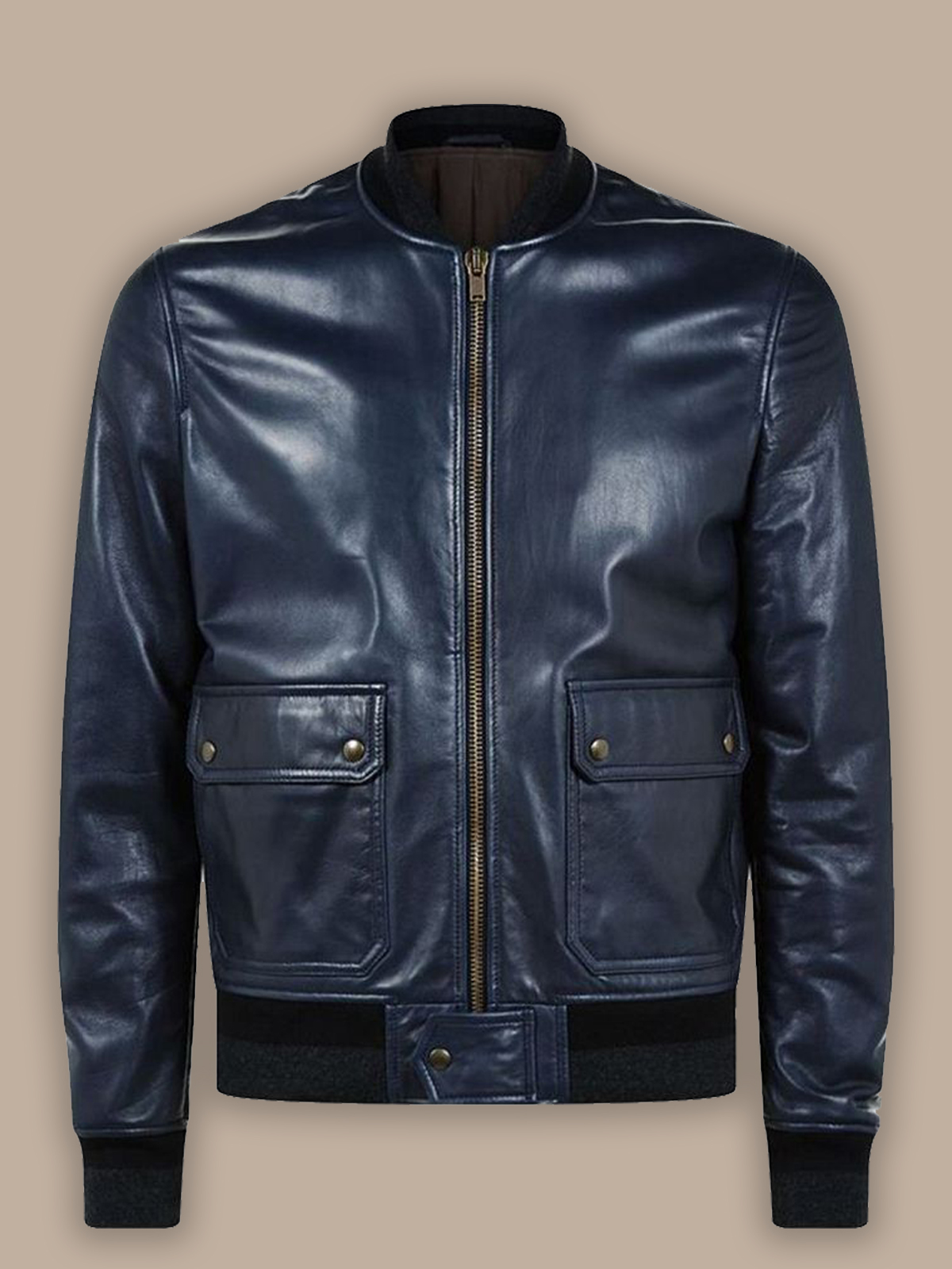 men-bomber-leather-jacket-1.jpg Men Navy Blue Bomber Jacket - Image 1