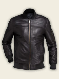 Men Biker Black Bomber Jacket